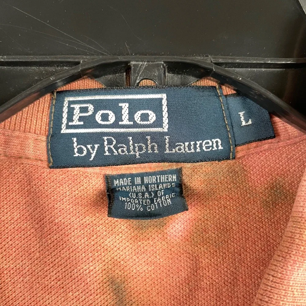 Polo Ralph Lauren Shirt Mens Large Pink Brown Tie Dye Long Sleeve  USA Made